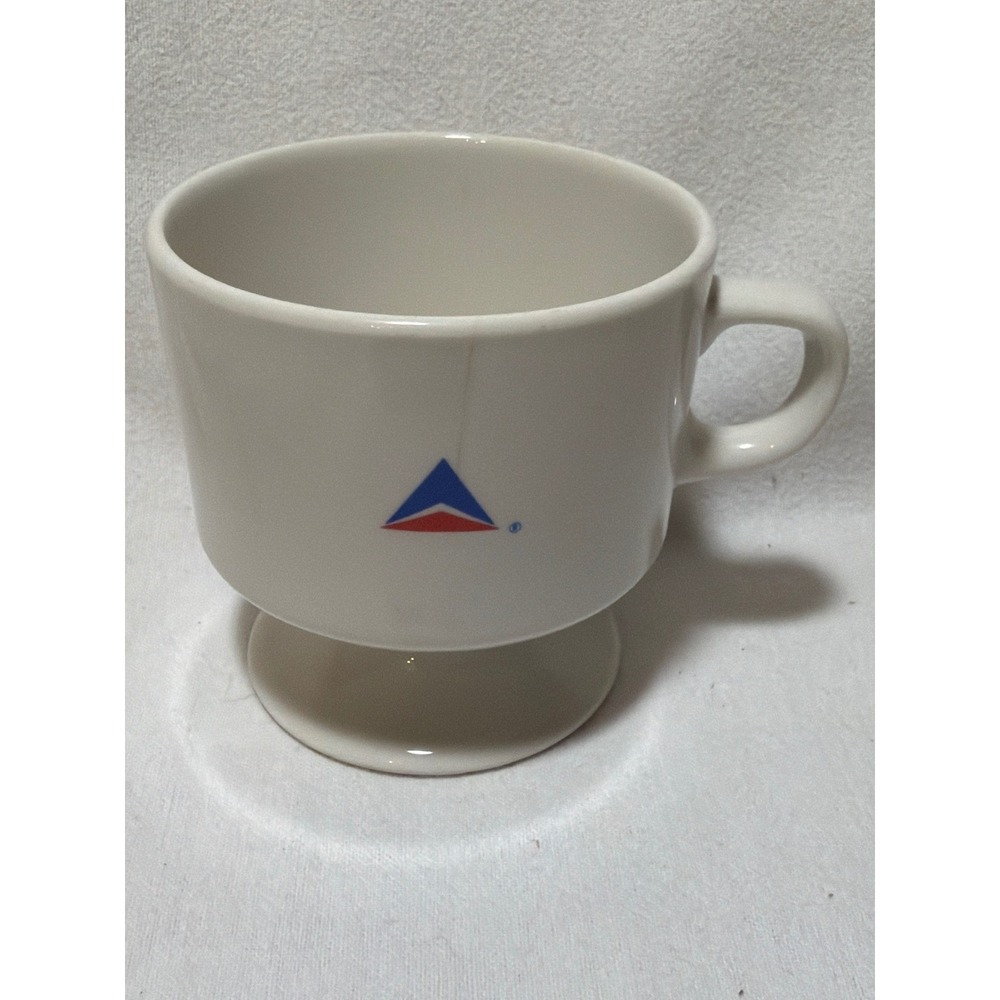 Vintage Delta Airlines Mayer China Coffee Cup Mug White Widget‎ Logo Footed 3in